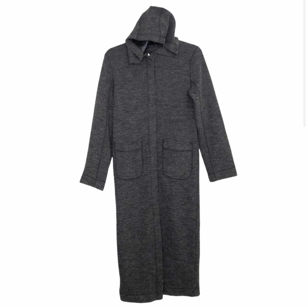 Neiman Marcus G.E.T. Long Oversize Gray Hooded Classy Goth Light Snap Coat S